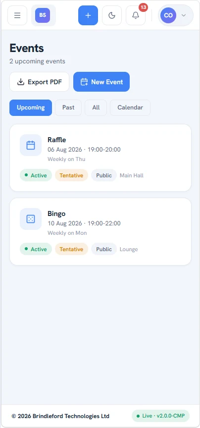 Events on a phone